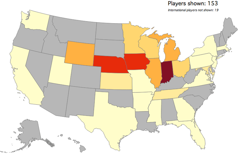 Illustration for article titled Map: Which States Produce The Most College Basketball Recruits?